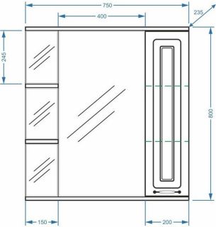 Зеркало-шкаф с подсветкой Stella Polar Кармела 75см ольха белая SP-00000185